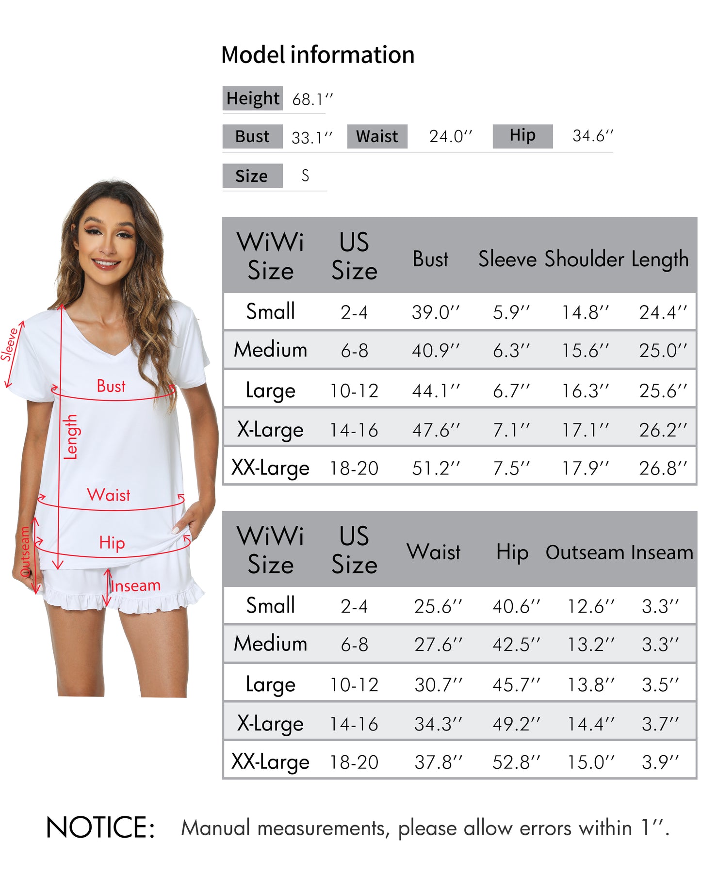 WiWi Womens Bamboo Pajamas Set