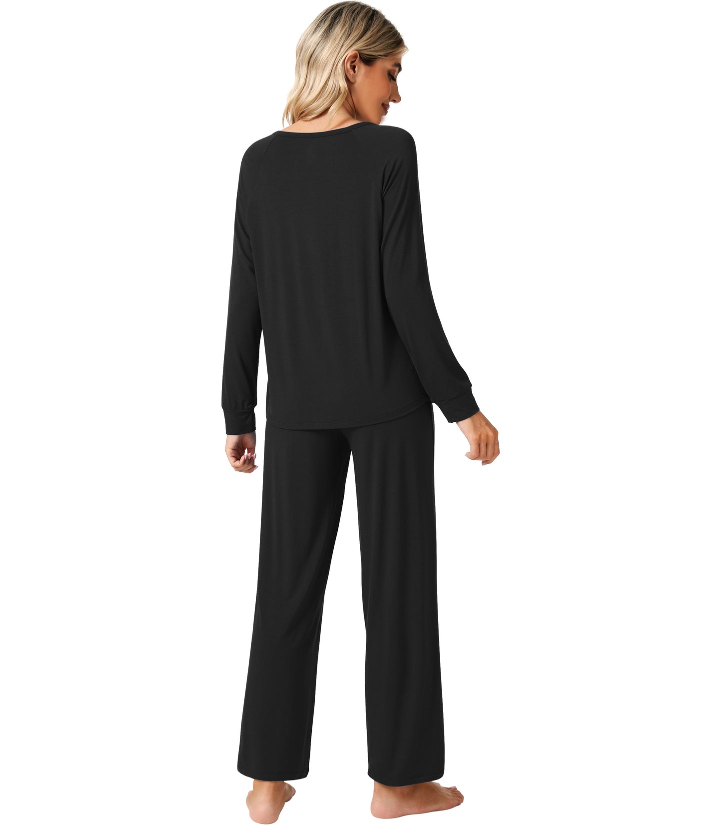 WiWi Womens Bamboo Long Sleeve Pajama Set