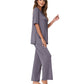 WiWi Bamboo Short Sleeve Sleepwear with Long Pants Pjs