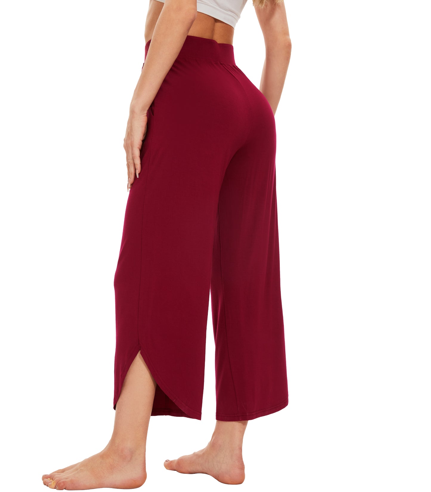 WiWi Women's Bamboo Viscose Wide Leg Capri Pajama Bottoms