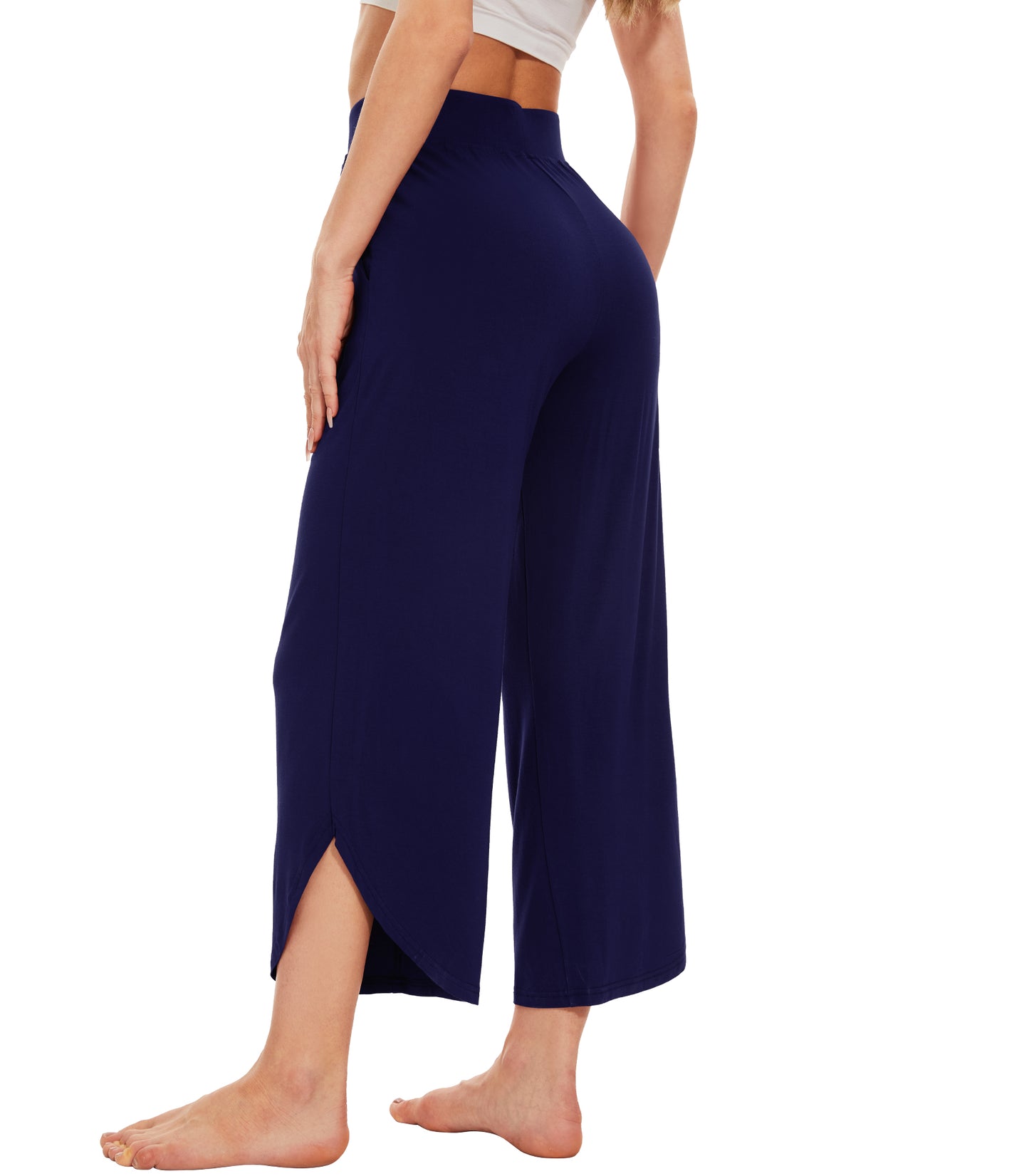 WiWi Women's Bamboo Viscose Wide Leg Capri Pajama Bottoms