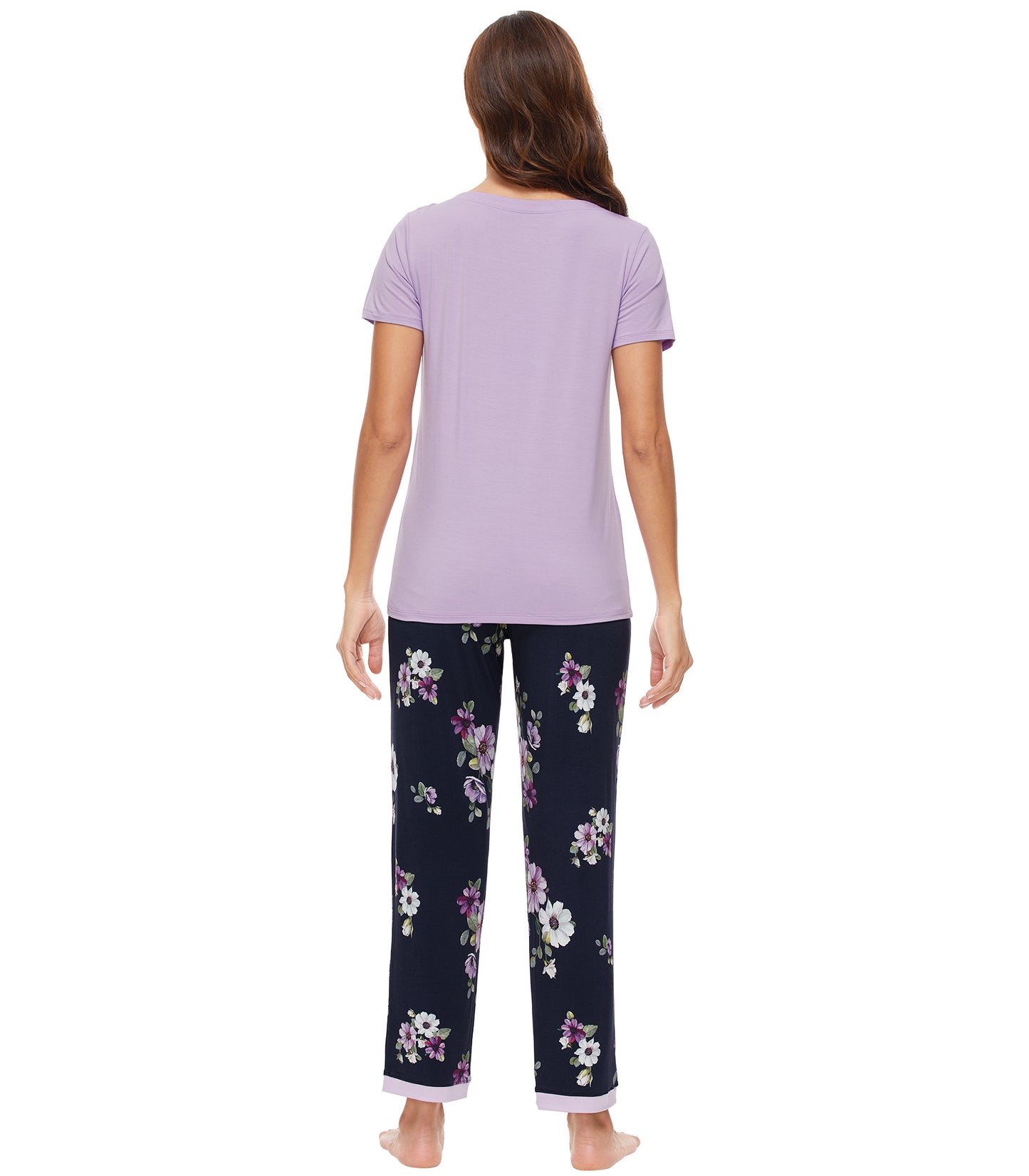WiWi Bamboo Pajamas Set Soft Sleepwear Short Sleeve Top with Pant