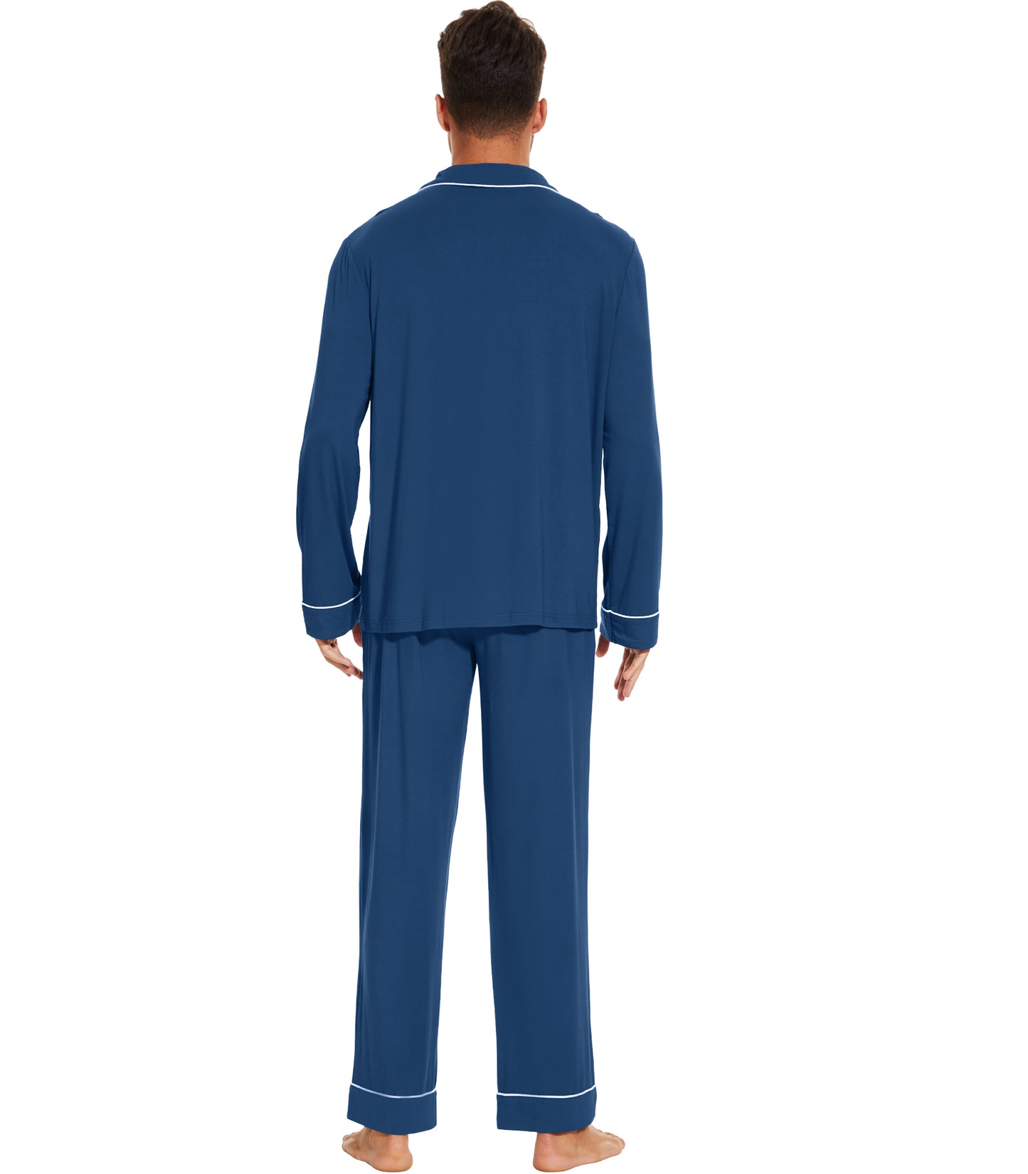 WiWi Bamboo Mens Pajamas Set Soft Button Down Cooling PJs with Pockets