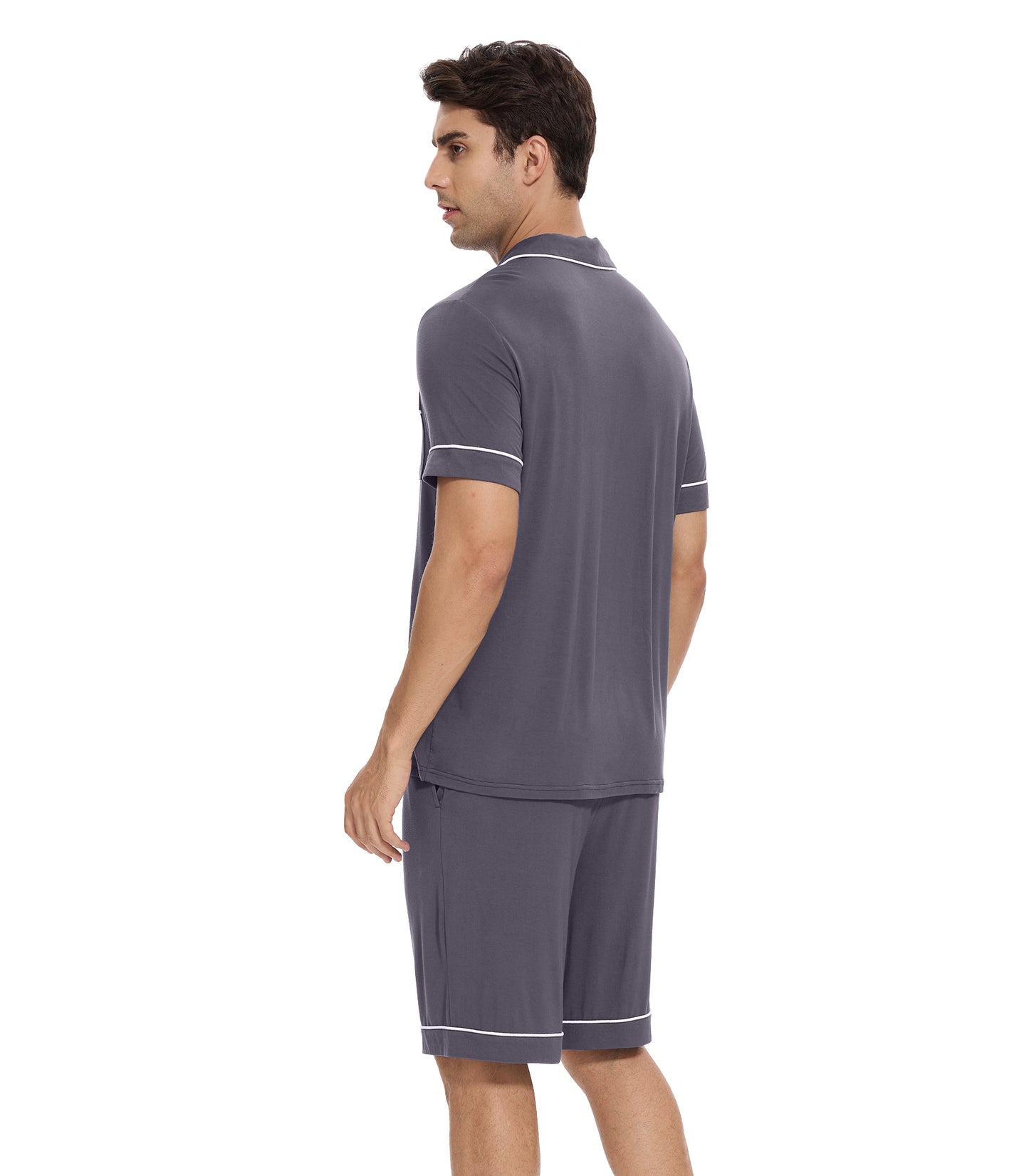 WiWi Loungewear Set for Men with Piping Notch Collar