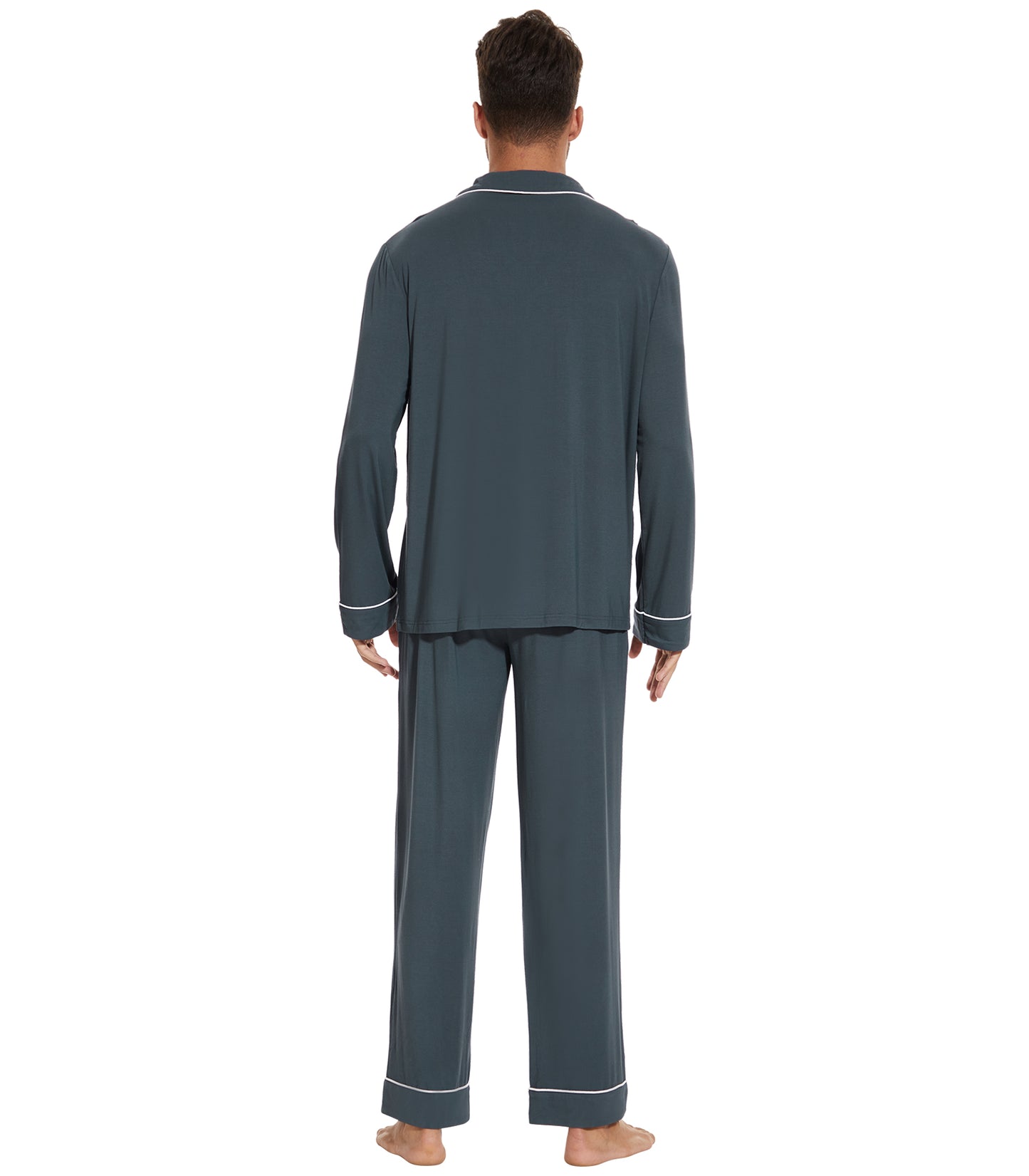 WiWi Bamboo Mens Pajamas Set Soft Button Down Cooling PJs with Pockets