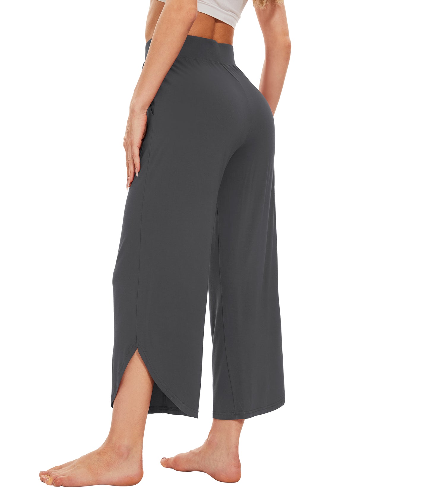WiWi Women's Bamboo Viscose Wide Leg Capri Pajama Bottoms