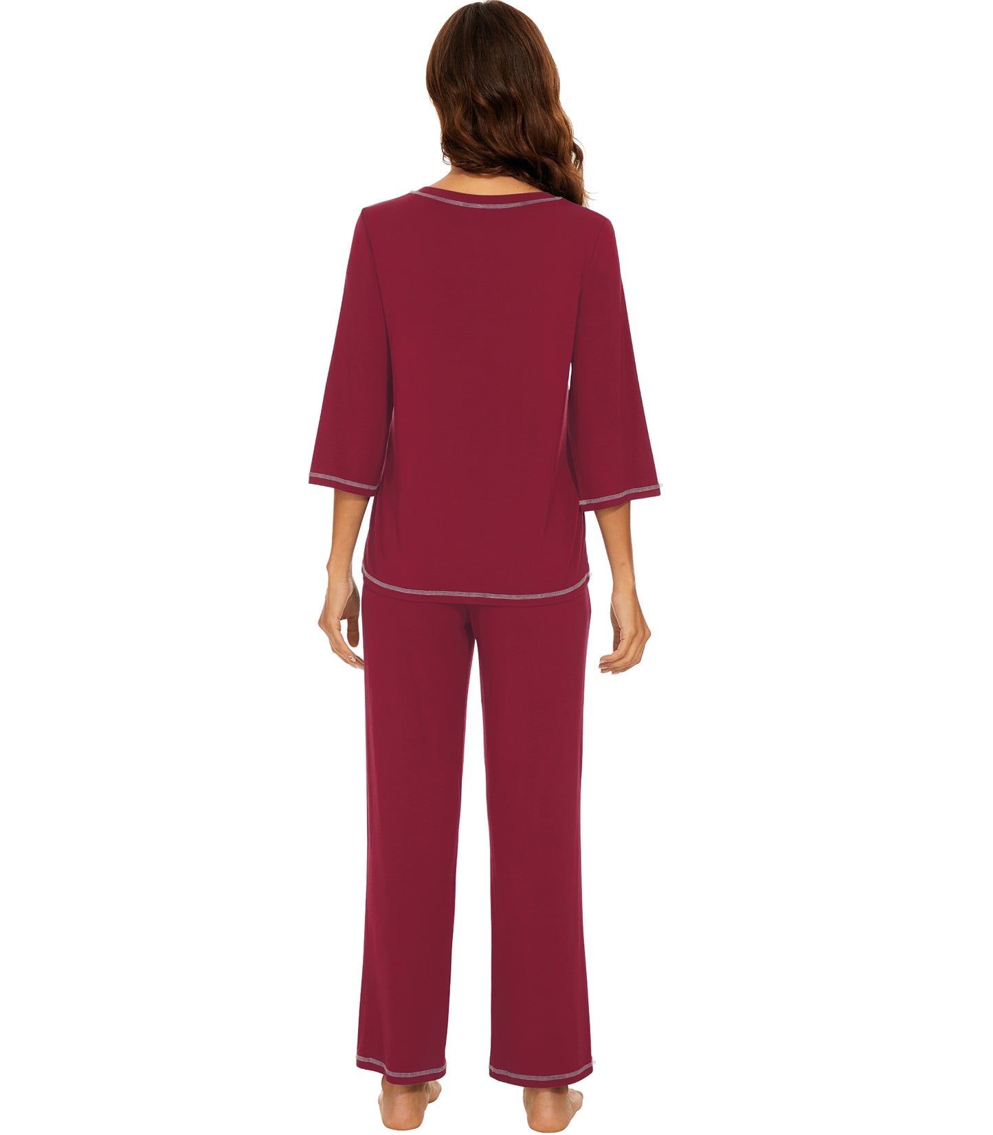 WiWi Women's Bamboo Pajama Sets Soft Loose Comfy Top with Pants
