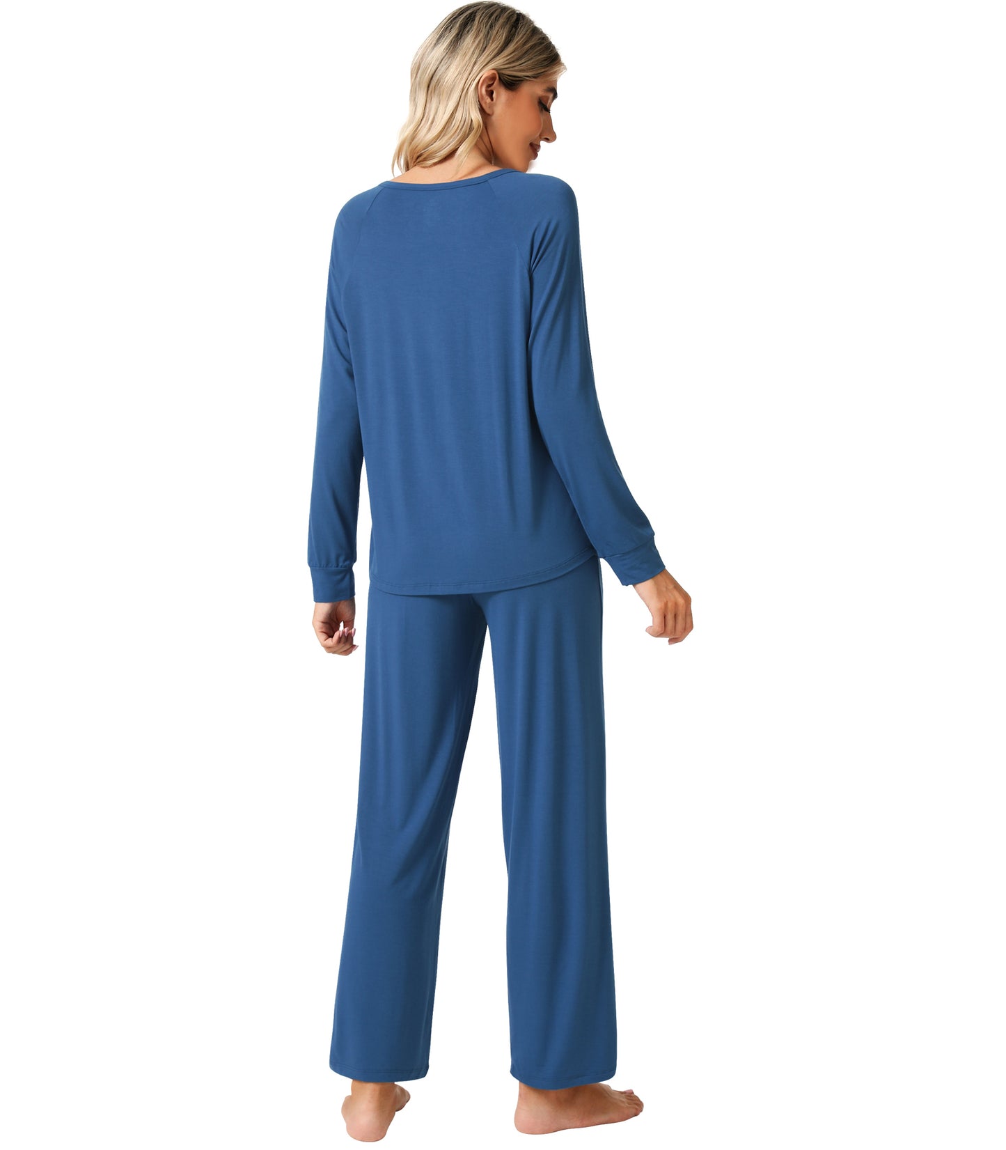 WiWi Womens Bamboo Long Sleeve Pajama Set