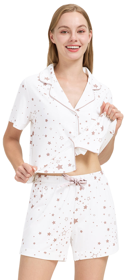 WiWi Bamboo Pajamas Set for Women Shorts Pjs Sleepwear