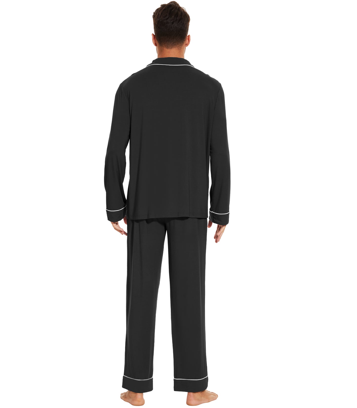 WiWi Bamboo Mens Pajamas Set Soft Button Down Cooling PJs with Pockets