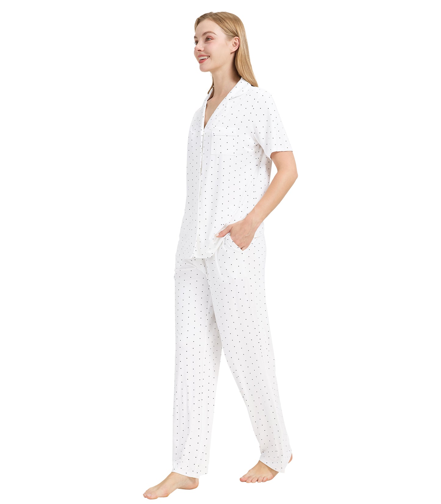 WiWi Womens Pajamas Set Soft Button Down Sleepwear