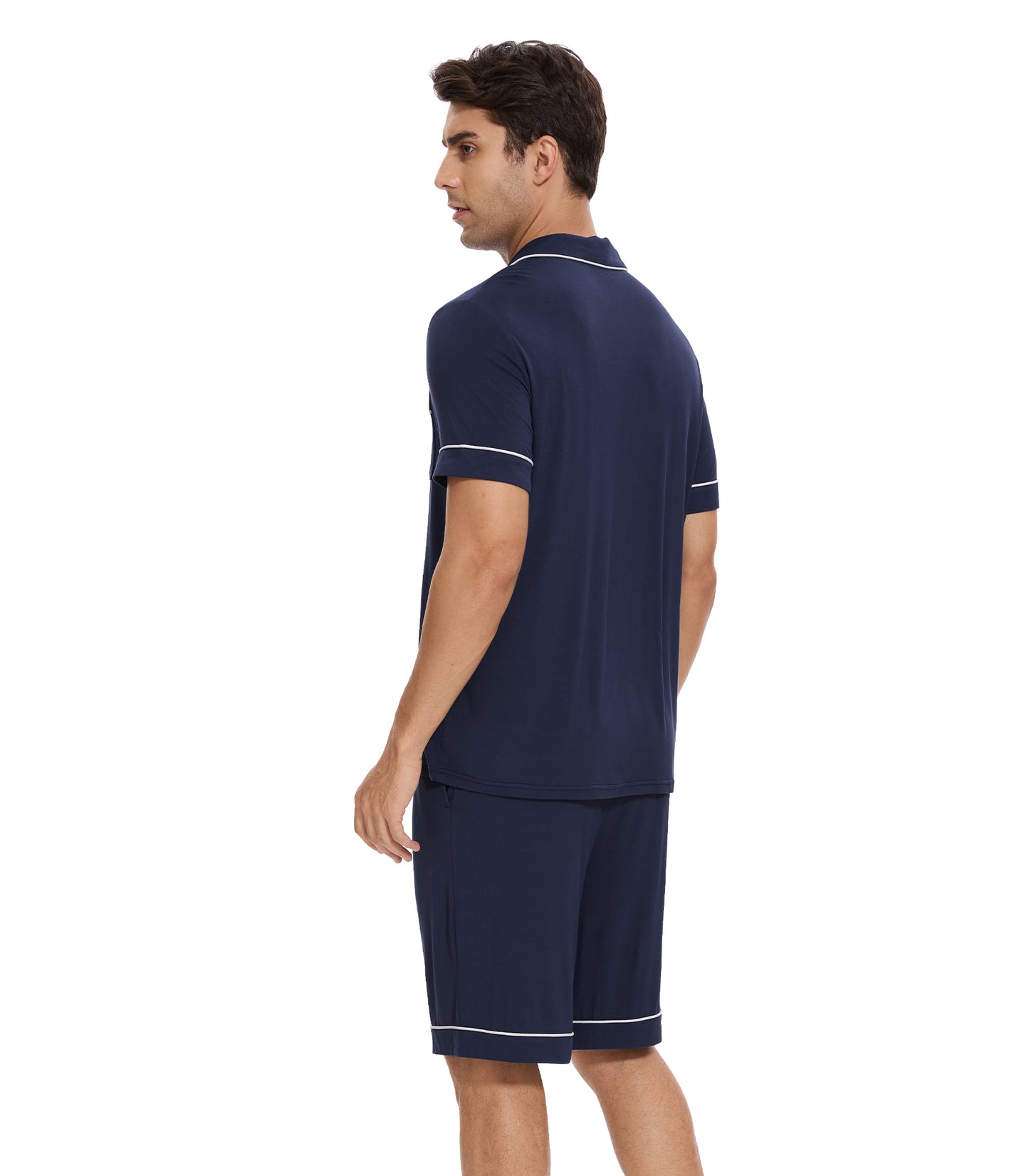 WiWi Loungewear Set for Men with Piping Notch Collar