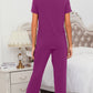 WiWi Bamboo Pajamas Set Soft Sleepwear Short Sleeve Top with Pant