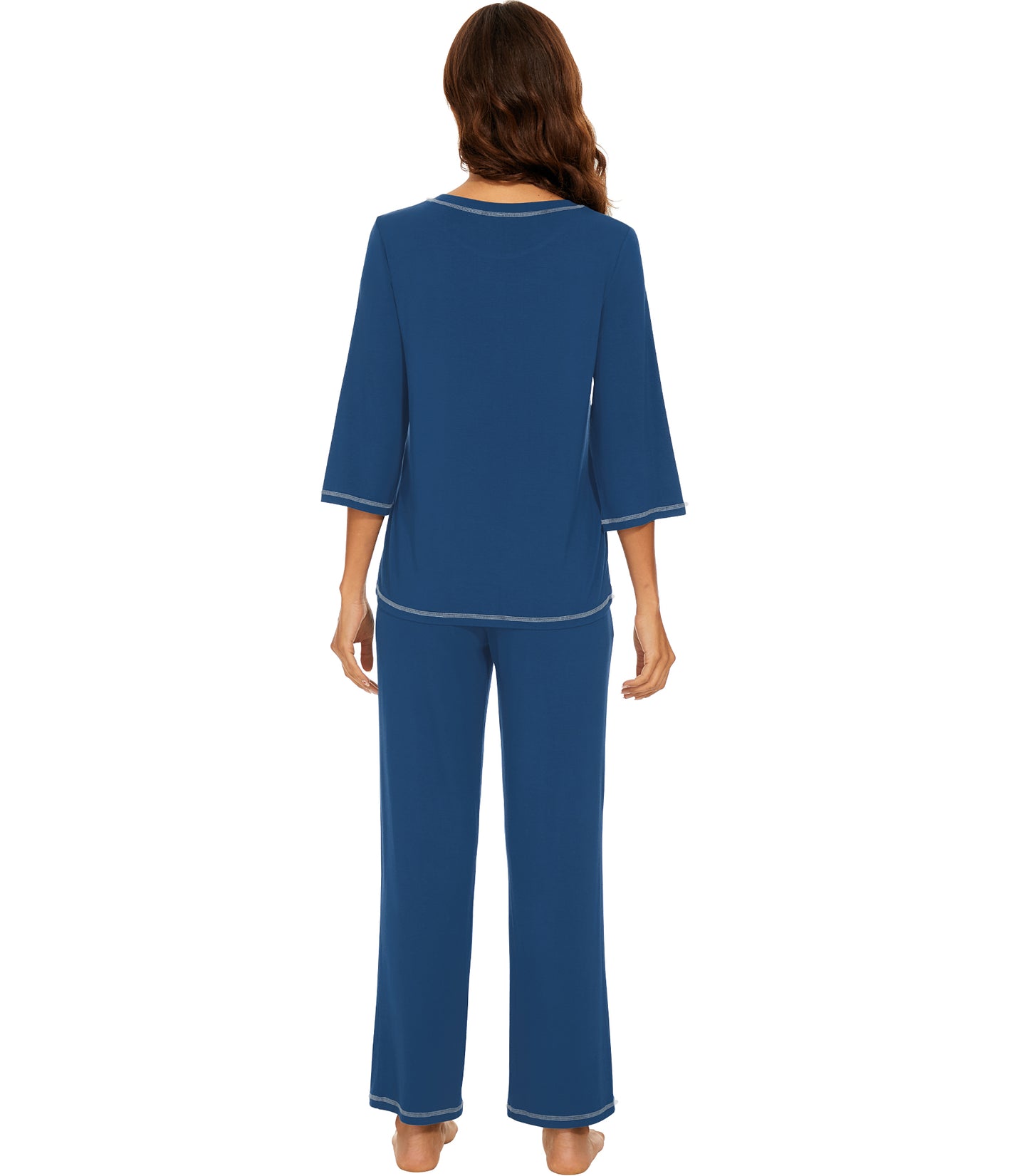 WiWi Women's Bamboo Pajama Sets Soft Loose Comfy Top with Pants