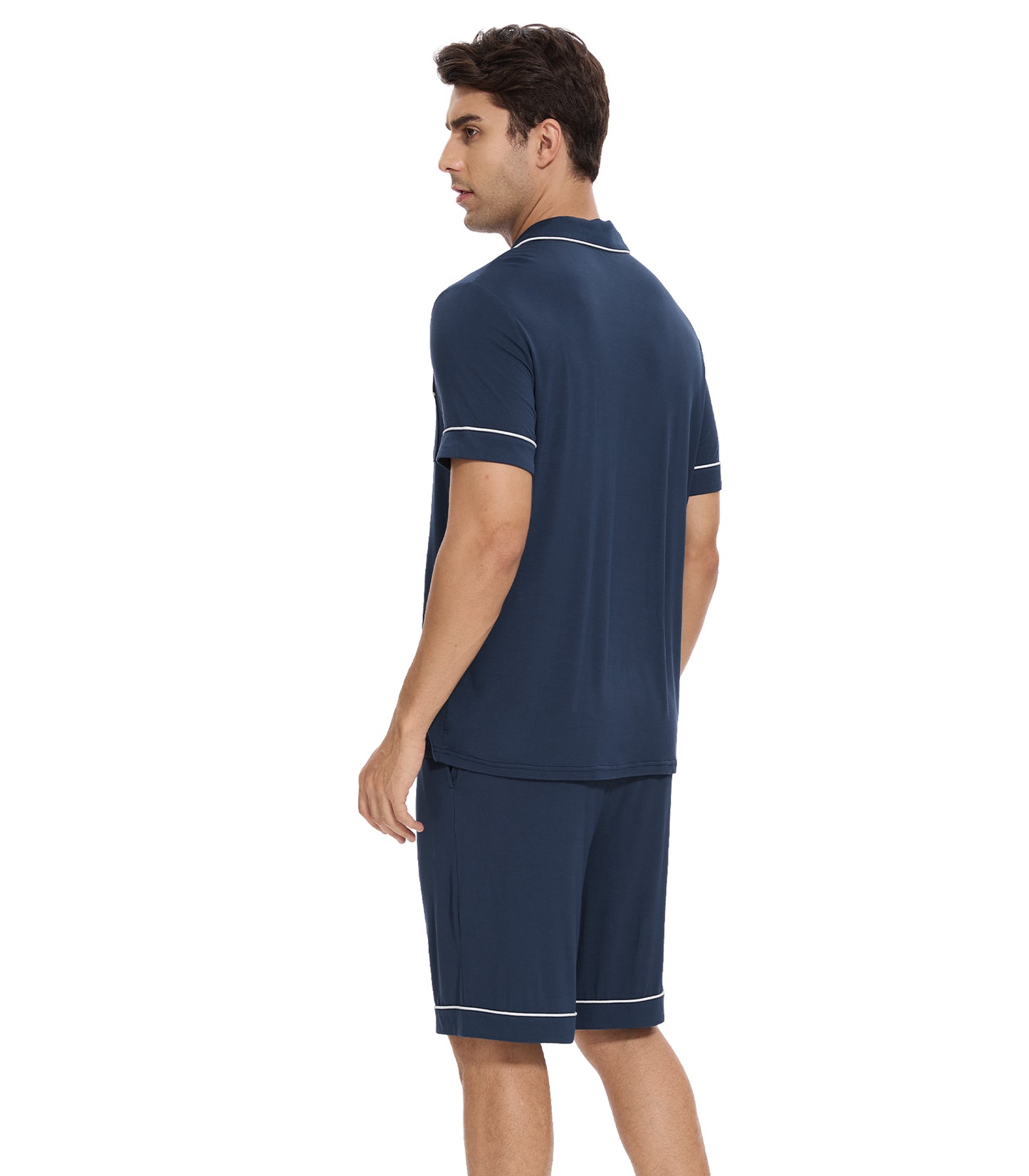 WiWi Loungewear Set for Men with Piping Notch Collar