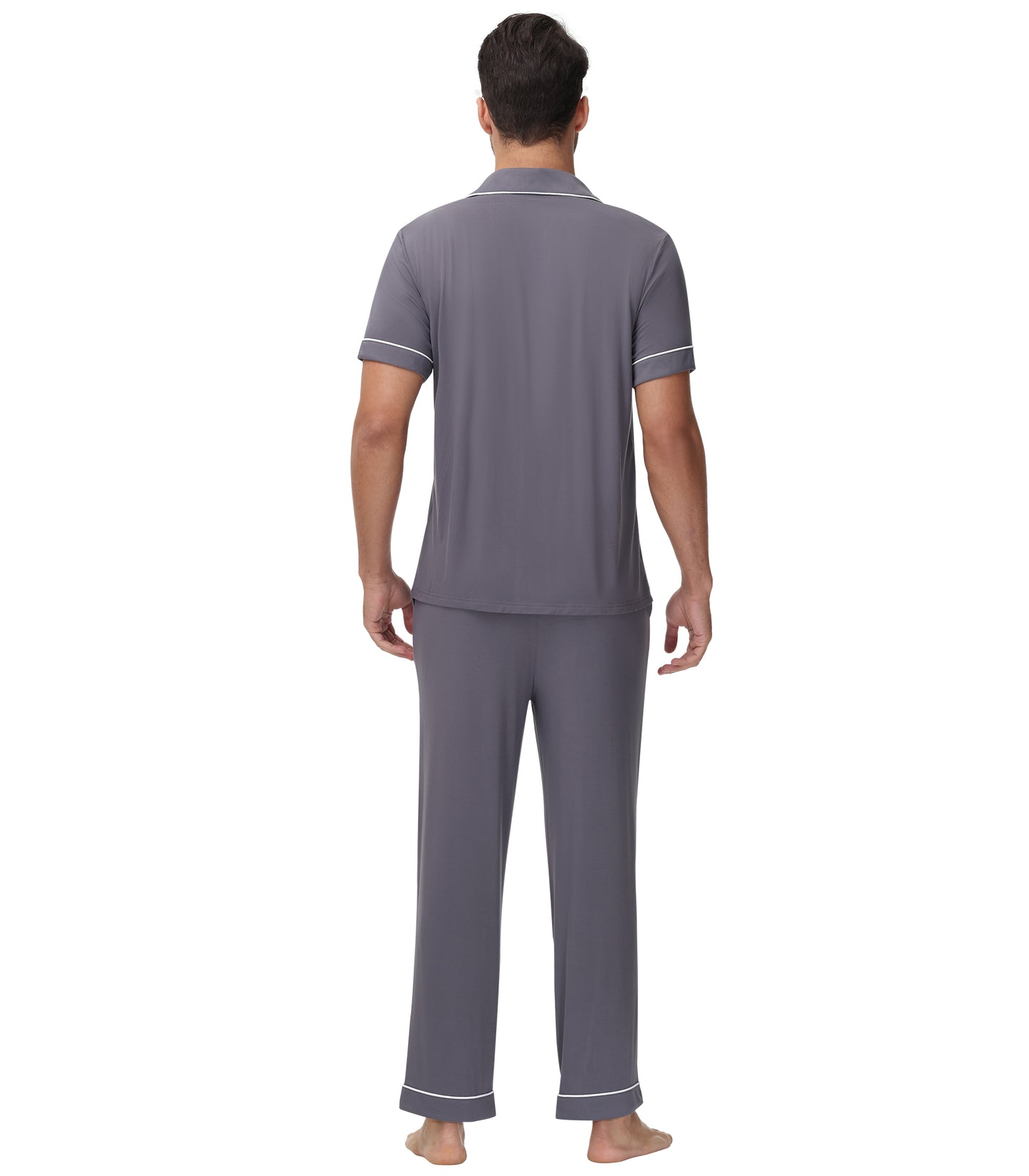 WiWi Men's Pajama Set Button Down Classic Notch Collar Loungewear