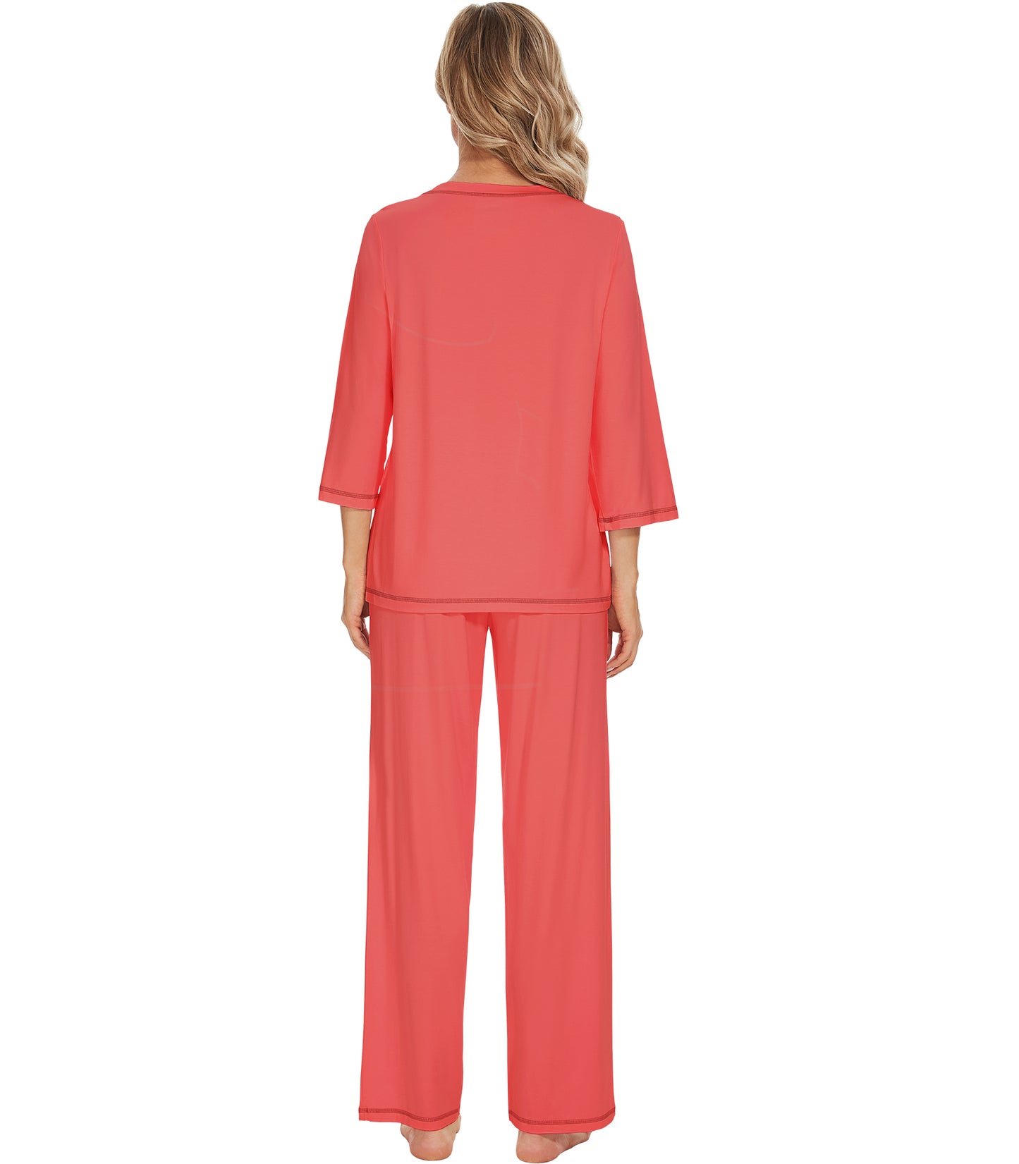 WiWi Women's Bamboo Pajama Sets Soft Loose Comfy Top with Pants