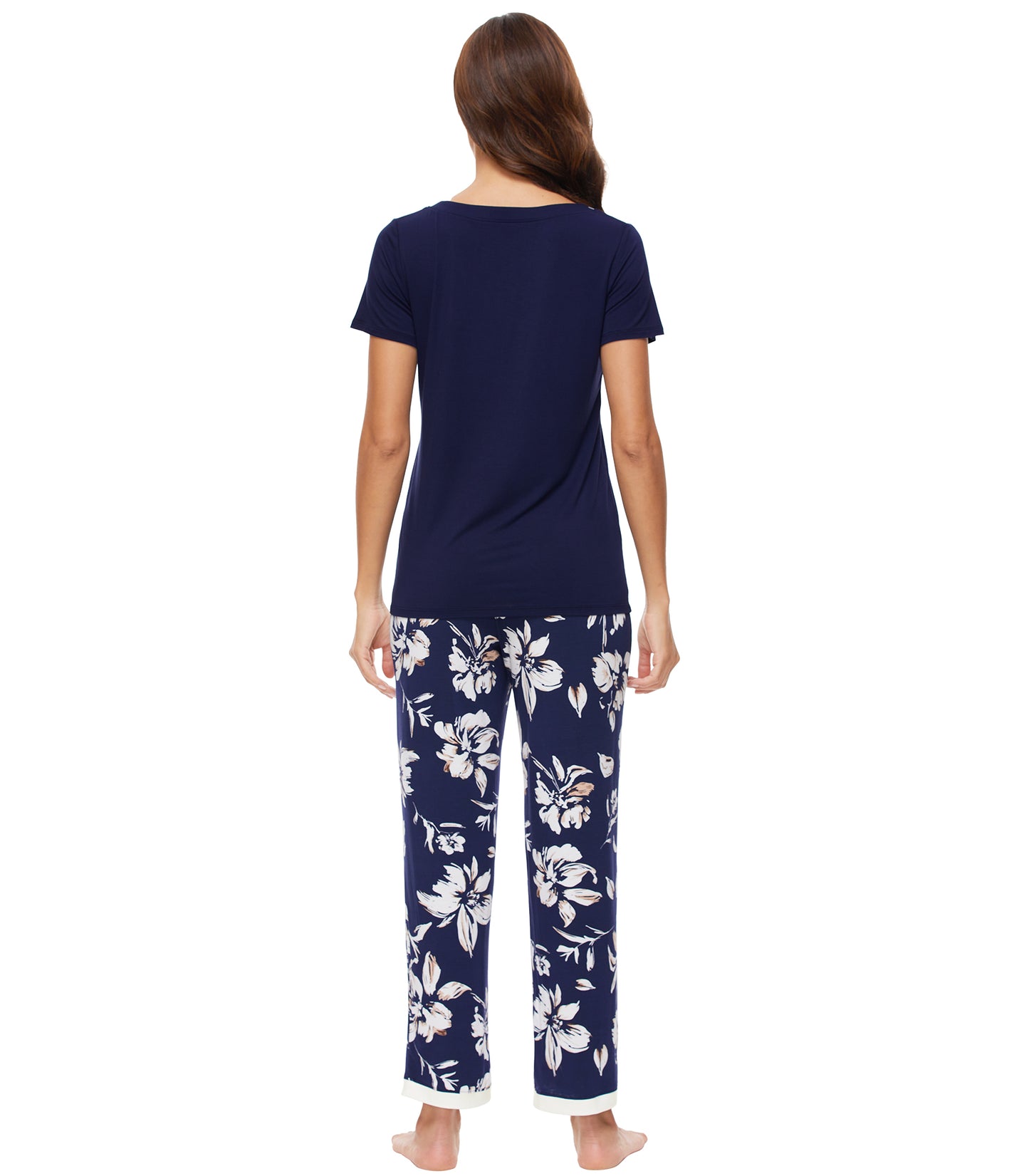 WiWi Bamboo Pajamas Set Soft Sleepwear Short Sleeve Top with Pant