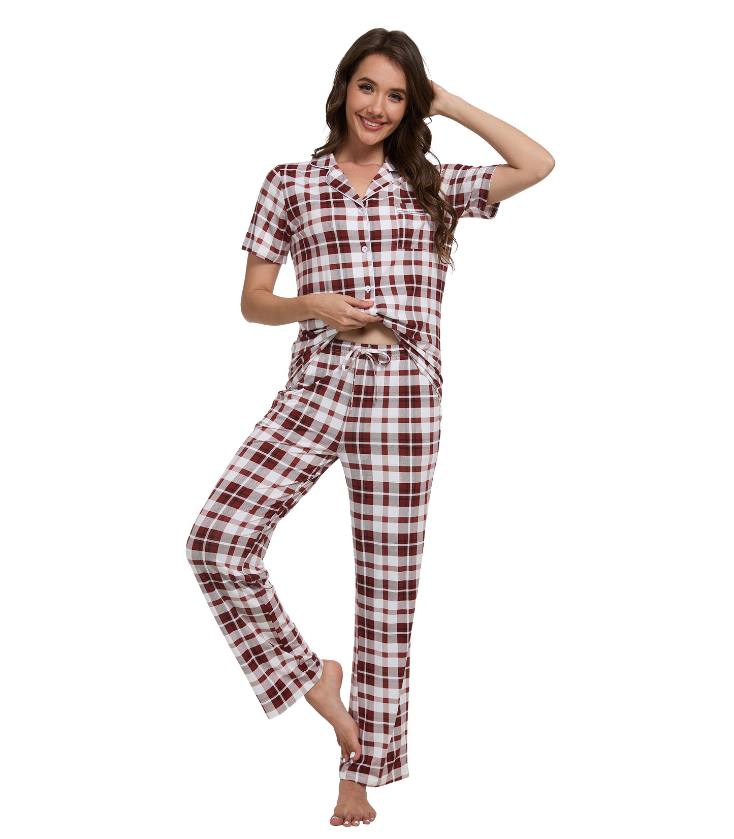 WiWi Womens Pajamas Set Soft Button Down Sleepwear