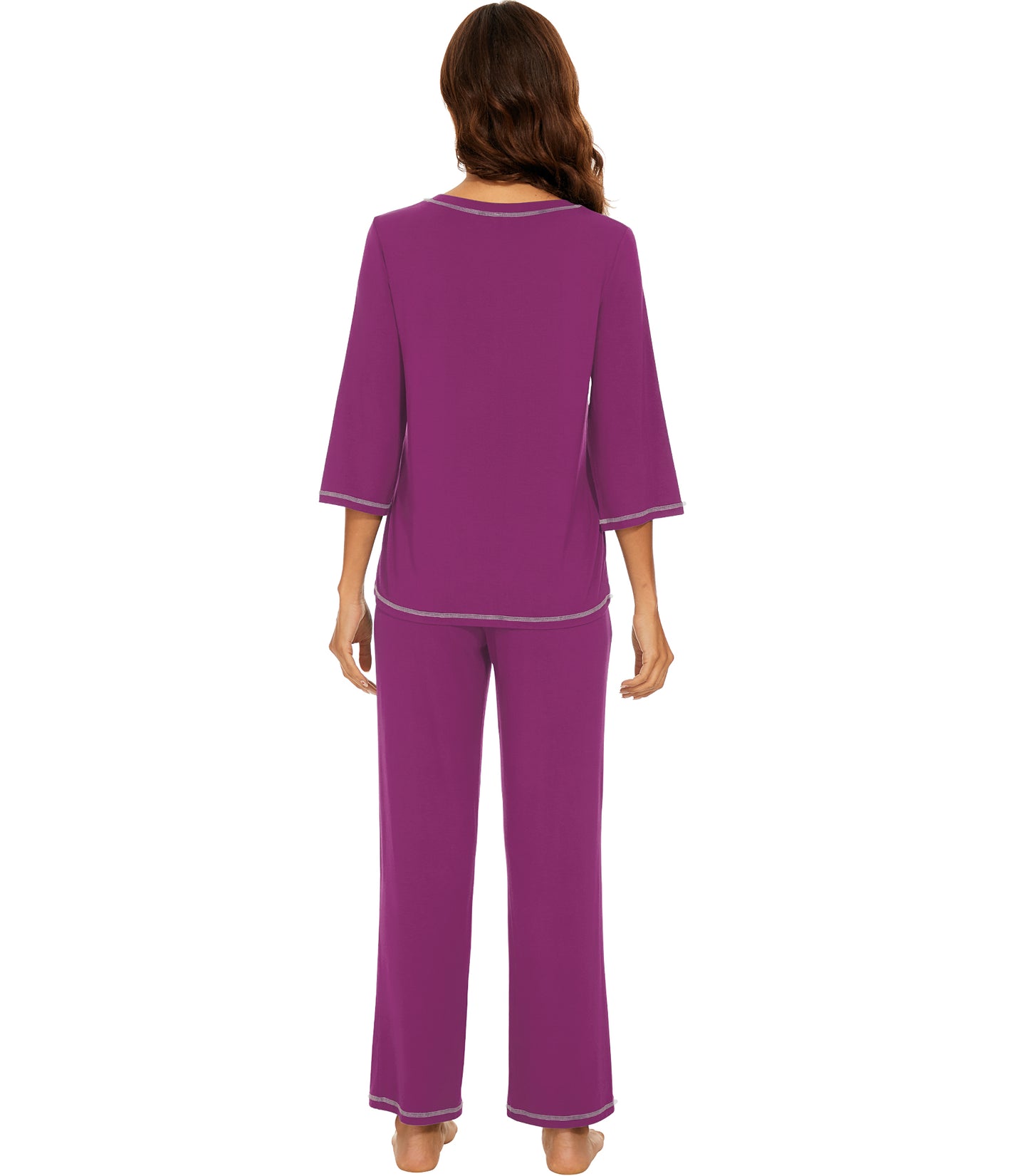 WiWi Women's Bamboo Pajama Sets Soft Loose Comfy Top with Pants