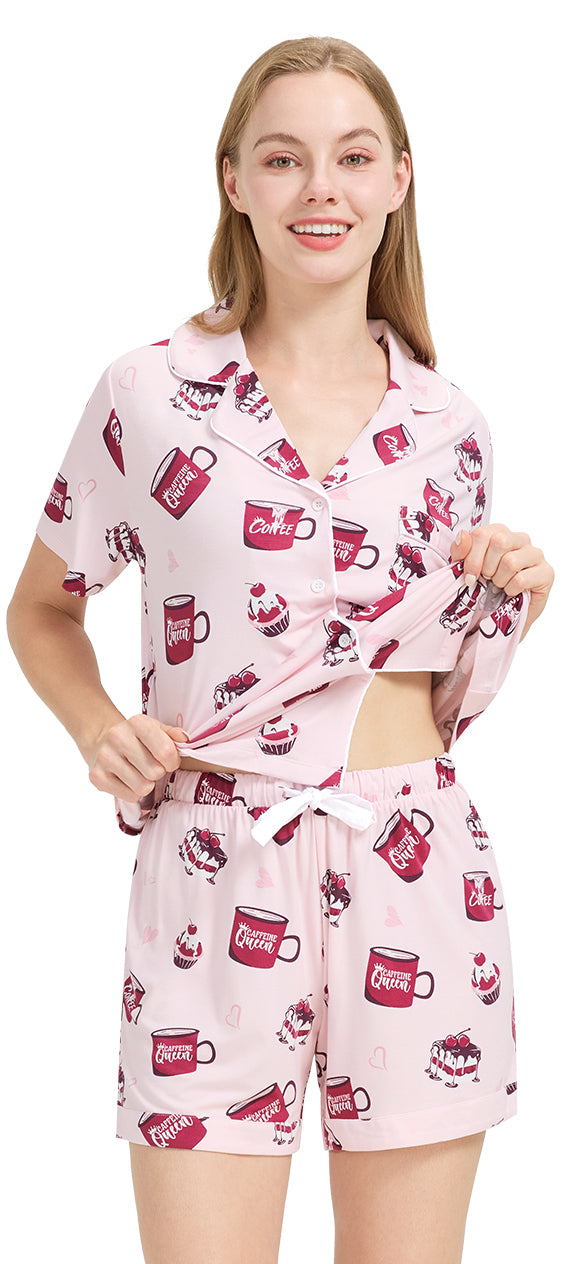 WiWi Bamboo Pajamas Set for Women Shorts Pjs Sleepwear