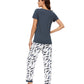 WiWi Bamboo Pajamas Set Soft Sleepwear Short Sleeve Top with Pant