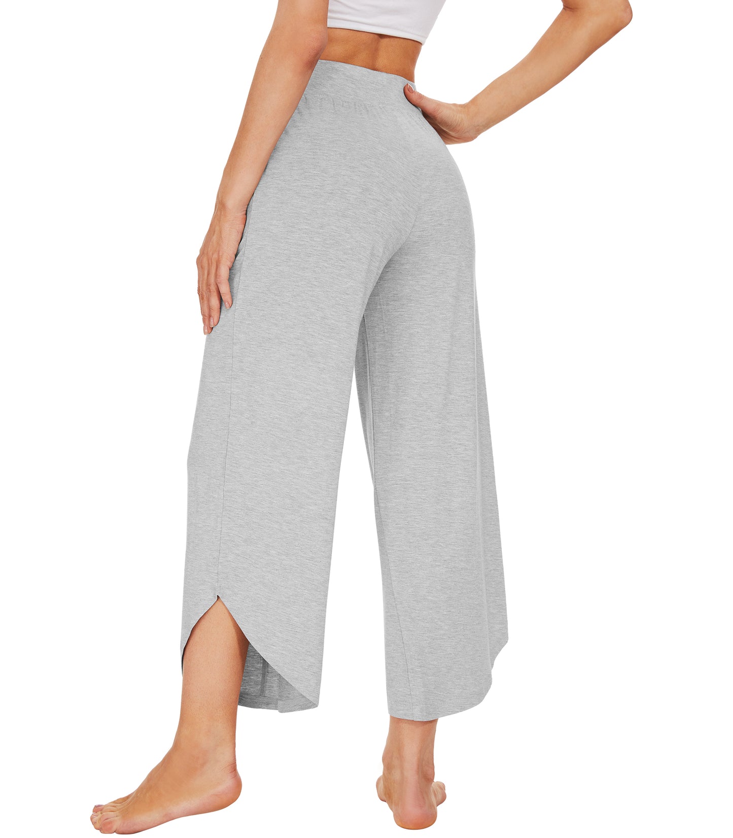 WiWi Women's Bamboo Viscose Wide Leg Capri Pajama Bottoms