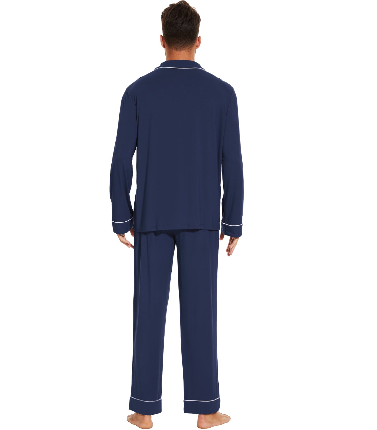 WiWi Bamboo Mens Pajamas Set Soft Button Down Cooling PJs with Pockets