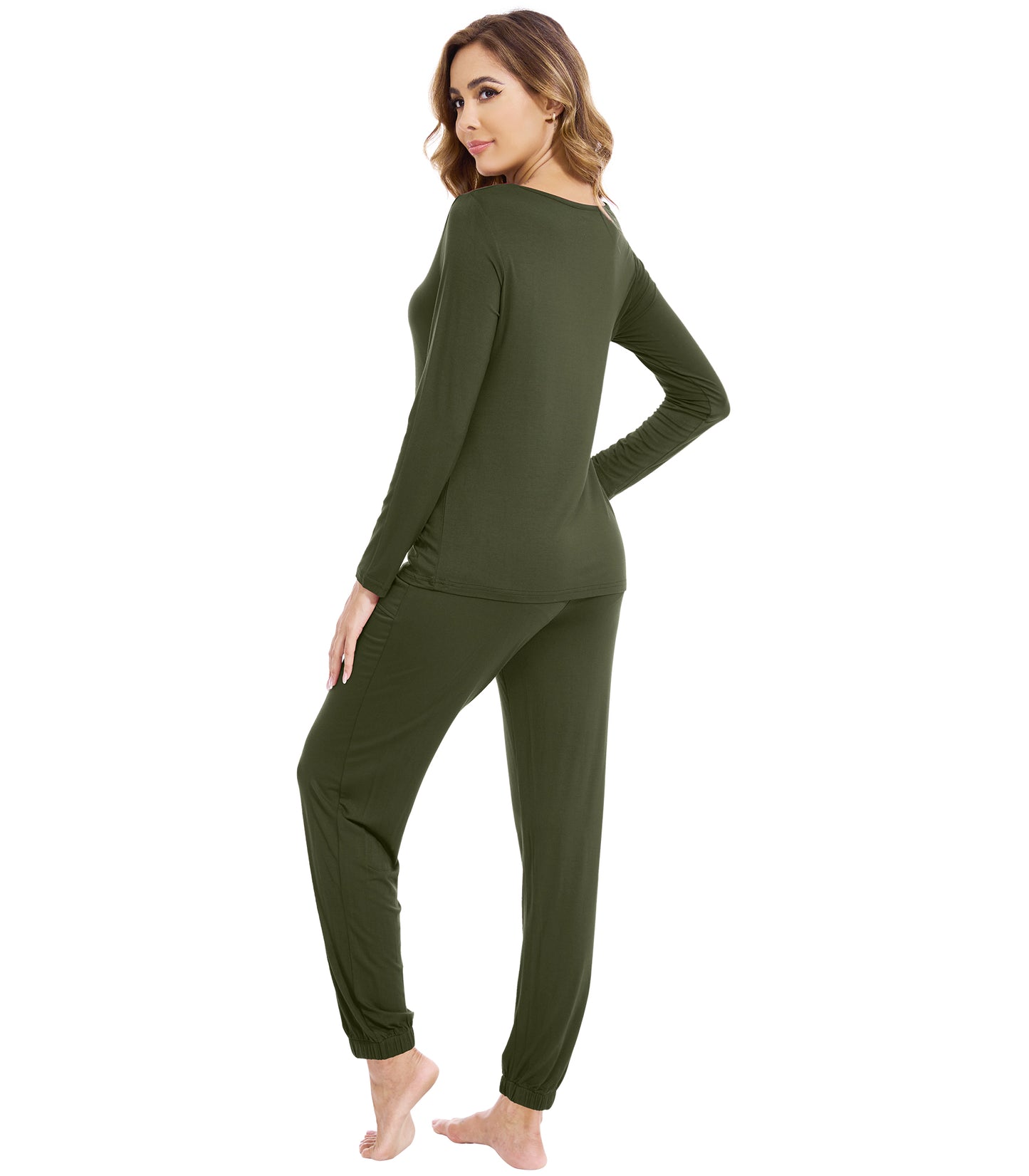 WiWi Scoop Neck Pajama Sets Sport Pajamas for Women