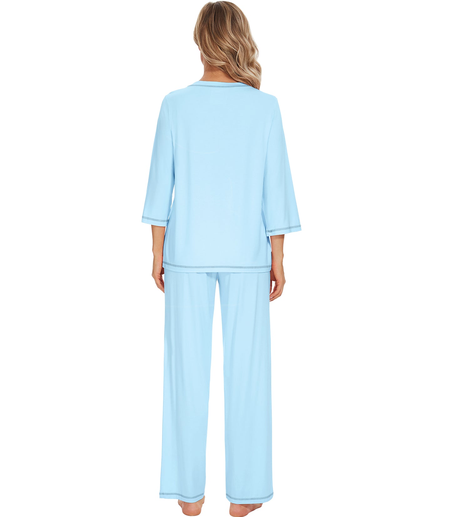 WiWi Women's Bamboo Pajama Sets Soft Loose Comfy Top with Pants