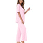 WiWi Bamboo Short Sleeve Sleepwear with Long Pants Pjs