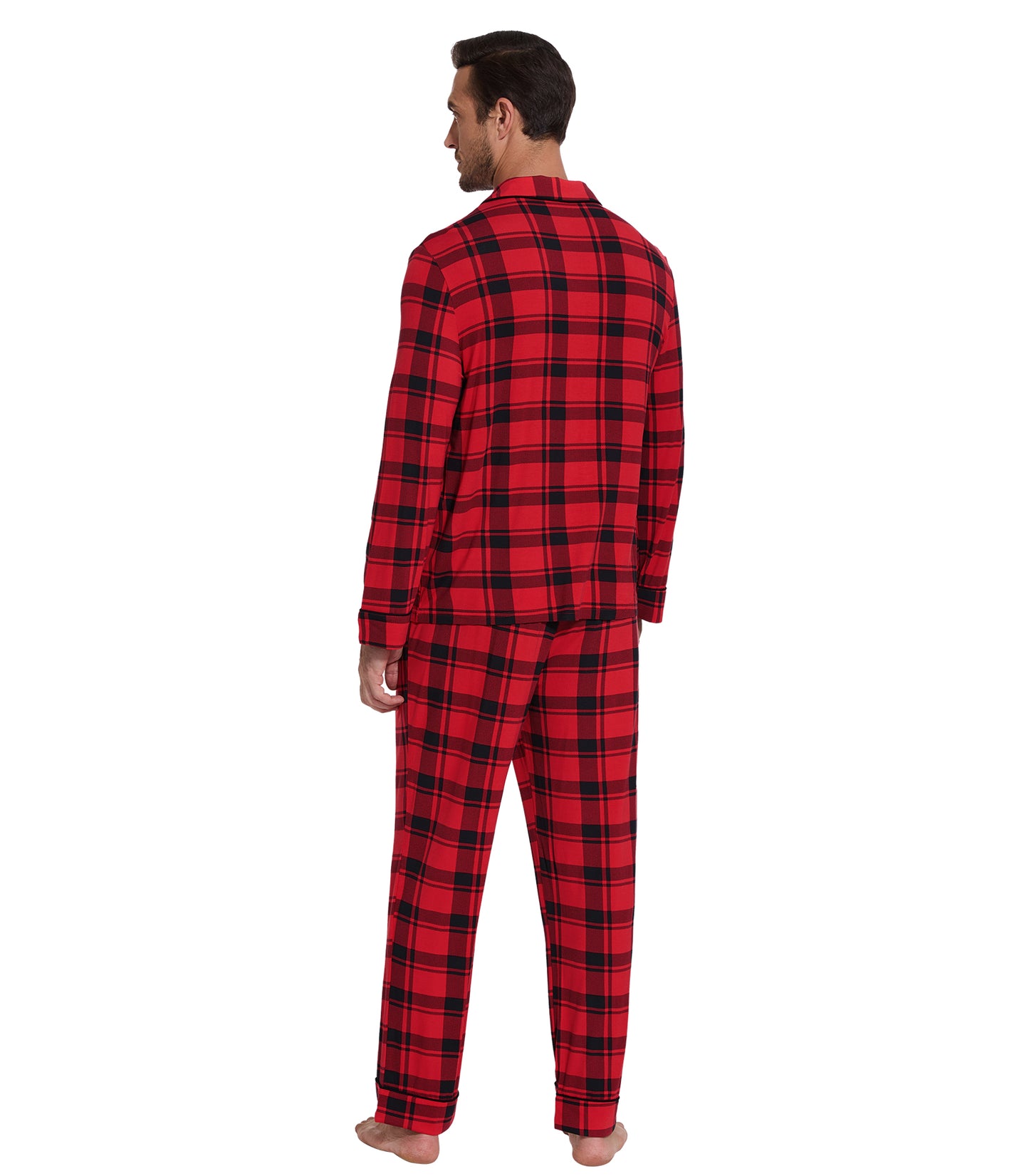 WiWi Bamboo Mens Pajamas Set Soft Button Down Cooling PJs with Pockets