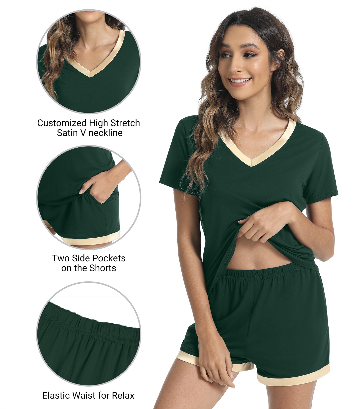 WiWi Bamboo Pajamas Set for Women Short Sets Summer Plus Size