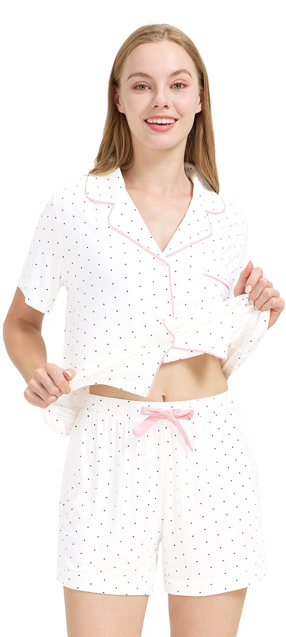 WiWi Bamboo Pajamas Set for Women Shorts Pjs Sleepwear