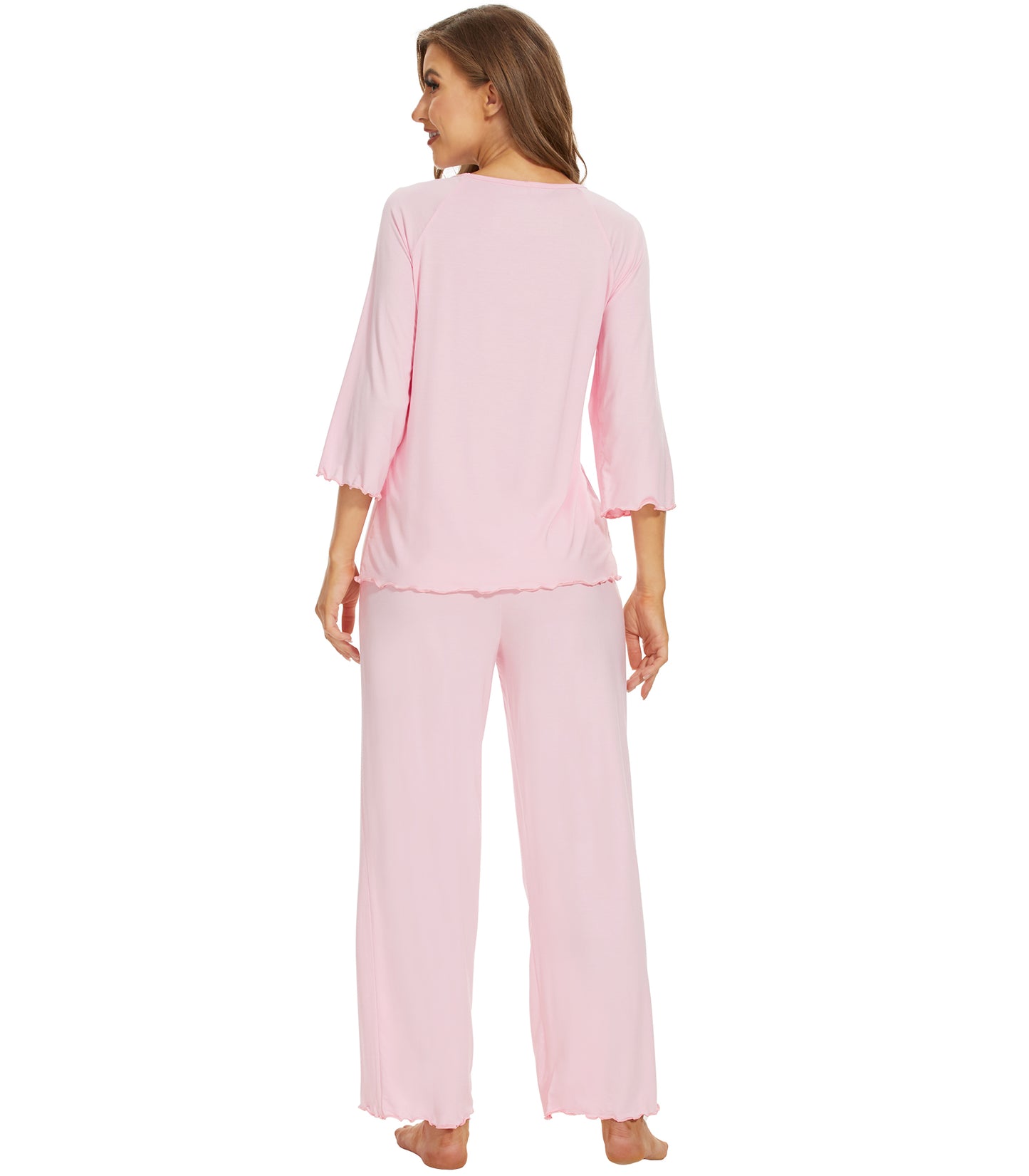 WiWi Bamboo Pajamas for Women Soft 3/4 Sleeve Sleepwear Casual Pj Set