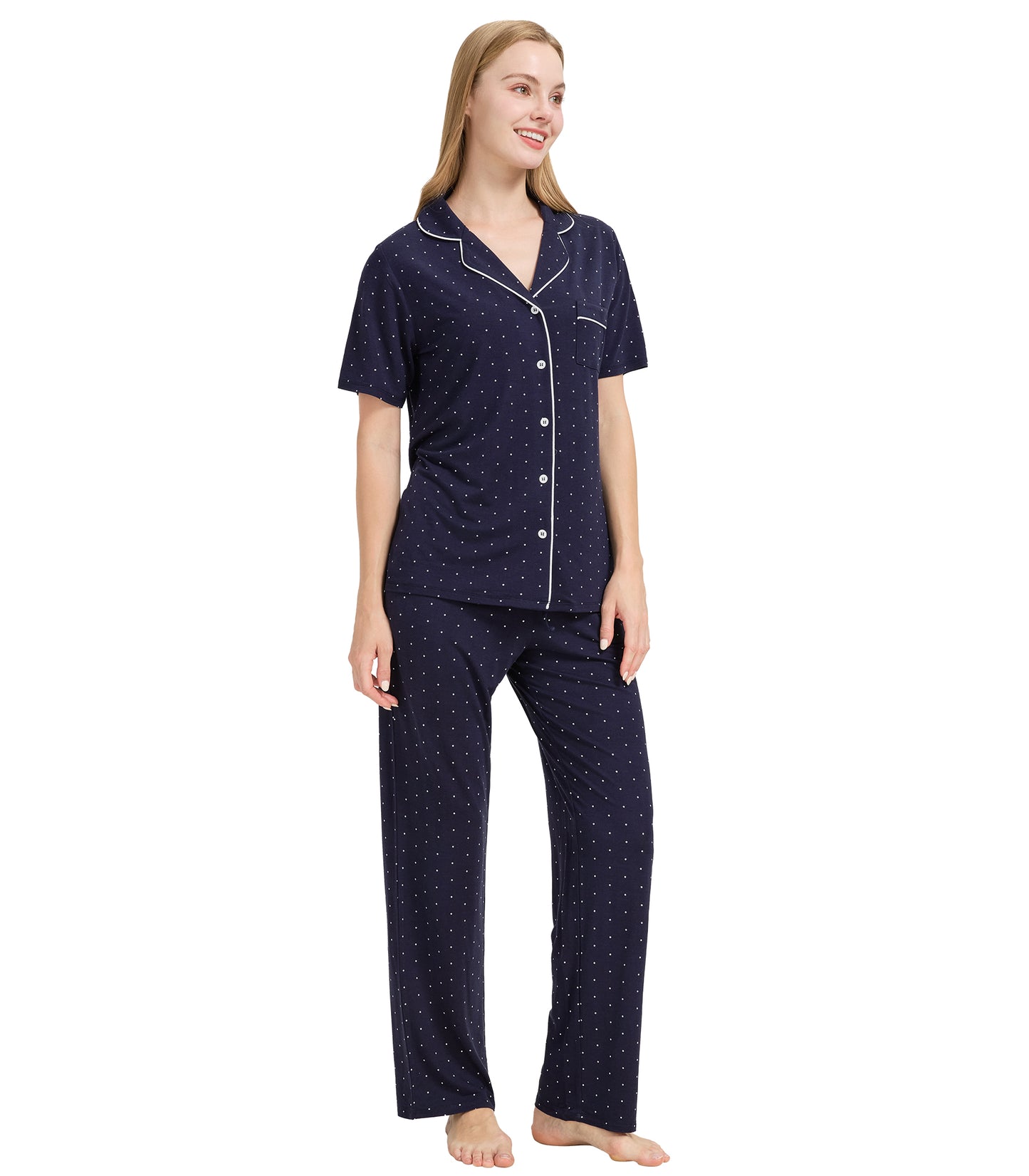 WiWi Womens Pajamas Set Soft Button Down Sleepwear