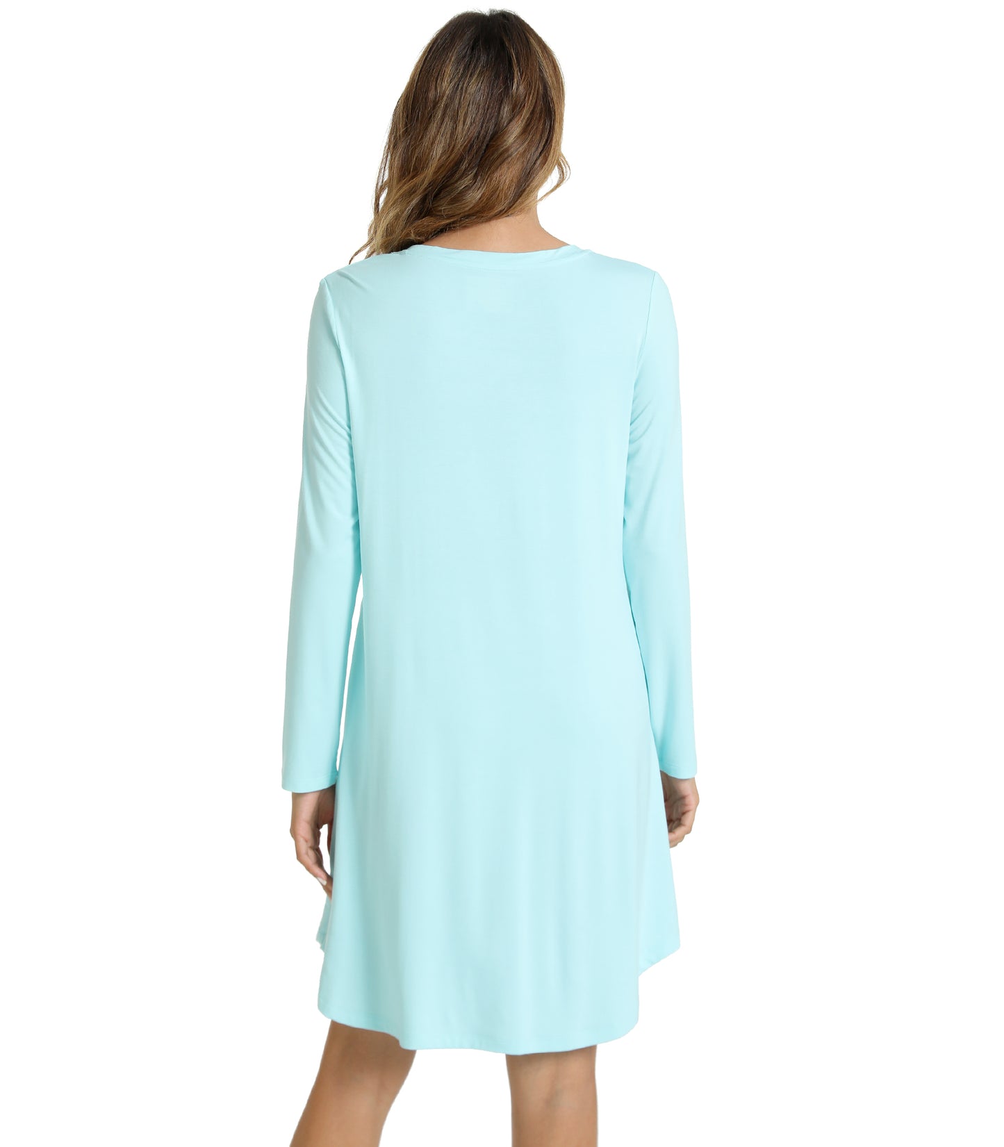 WiWi Scoop Neck Bamboo Nightgowns for Women Soft Long Sleeve Sleepwear