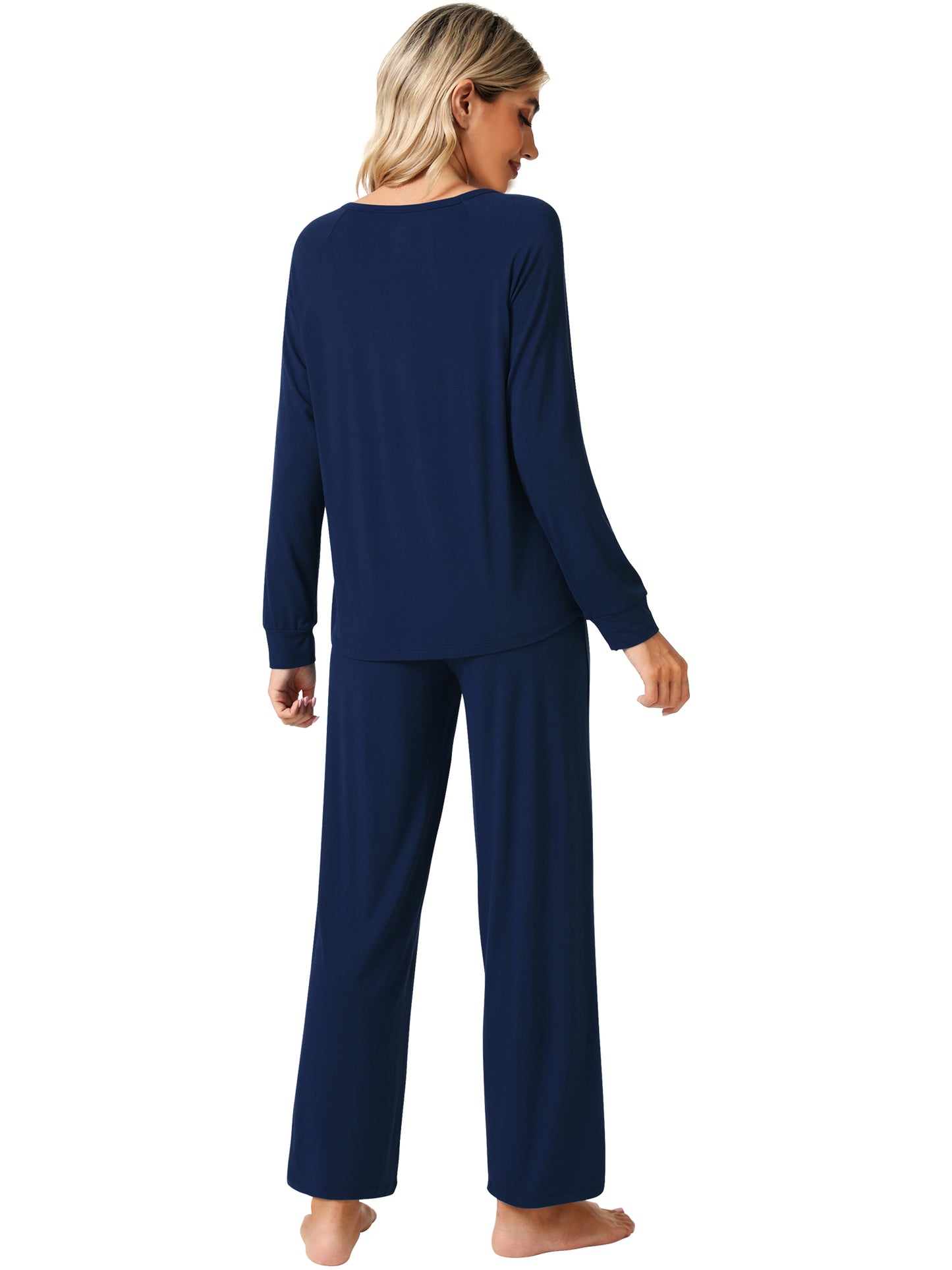 WiWi Womens Bamboo Long Sleeve Pajama Set