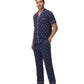 WiWi Men's Pajama Set Button Down Classic Notch Collar Loungewear
