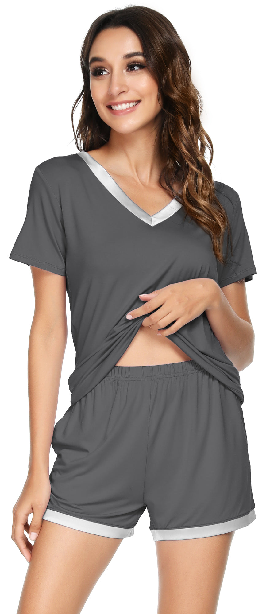 WiWi Bamboo Pajamas Set for Women Short Sets Summer Plus Size