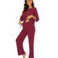 WiWi Women's Bamboo Pajama Sets Soft Loose Comfy Top with Pants