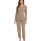 WiWi Scoop Neck Pajama Sets Sport Pajamas for Women