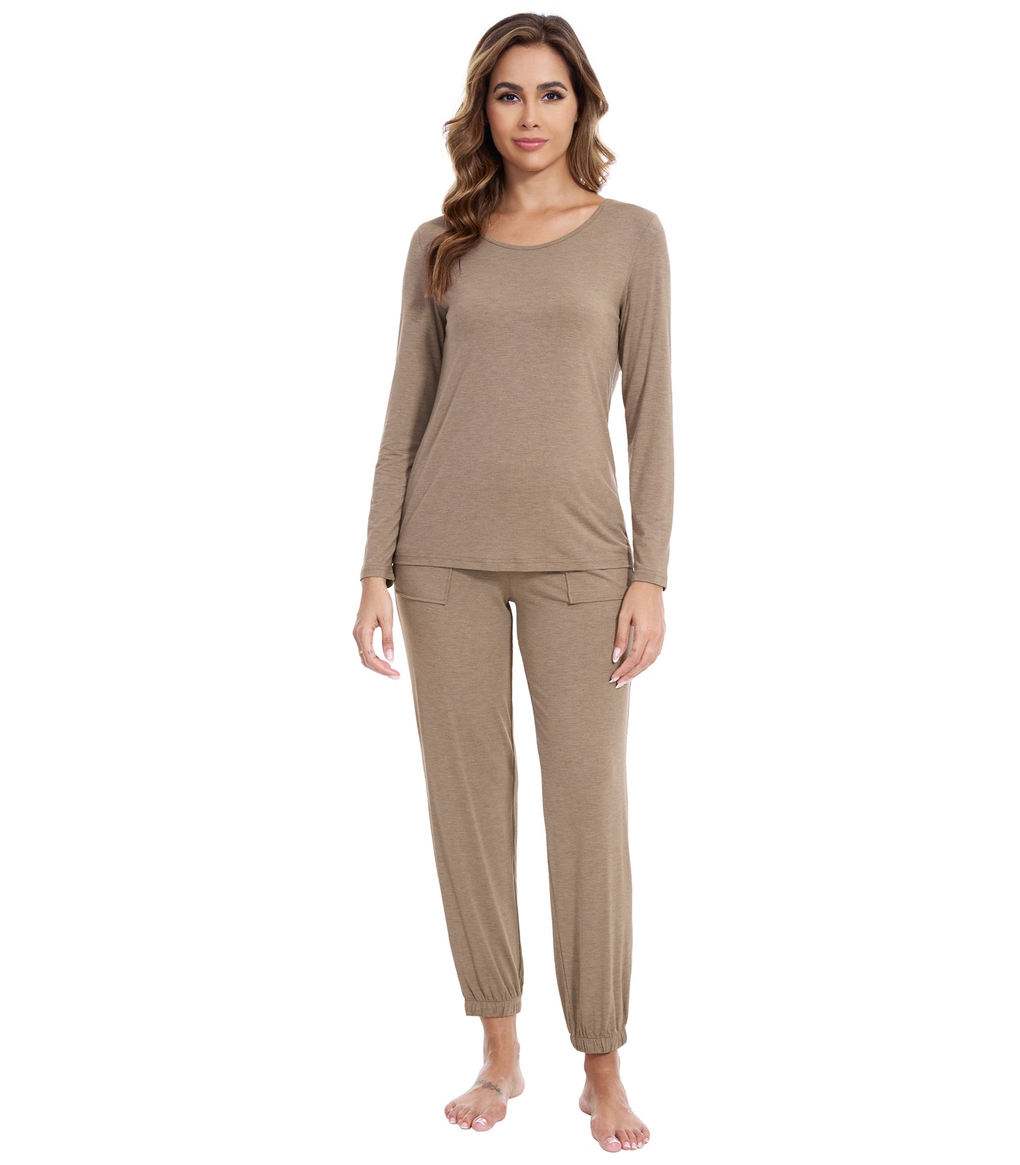WiWi Scoop Neck Pajama Sets Sport Pajamas for Women