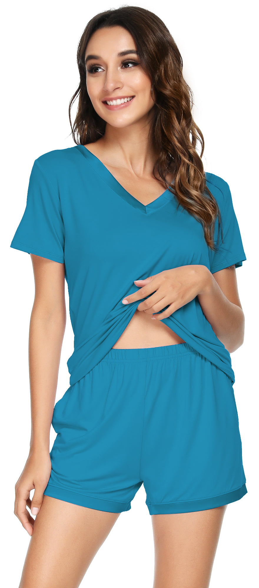 WiWi Bamboo Pajamas Set for Women Short Sets Summer Plus Size