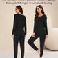 WiWi Women's Bamboo Pajama Sets Long Sleeves Top with Pants Loungewear Set