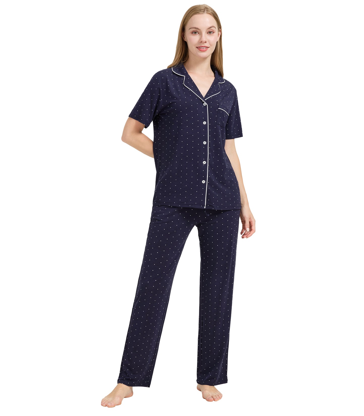 WiWi Womens Pajamas Set Soft Button Down Sleepwear