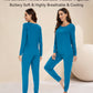 WiWi Women's Bamboo Pajama Sets Long Sleeves Top with Pants Loungewear Set