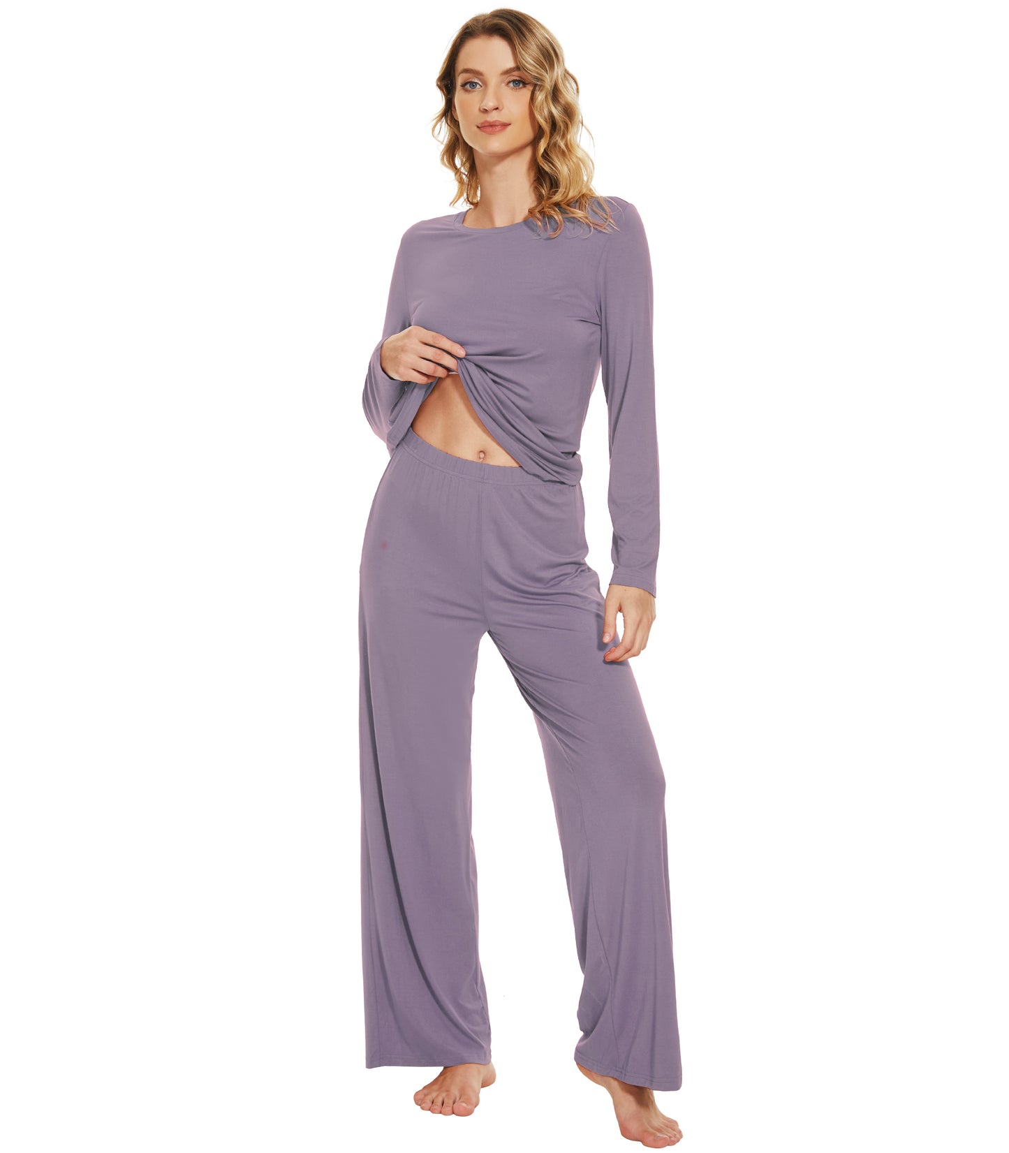 WiWi Women's Bamboo Super Soft Long Sleeve Pajama Set