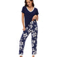 WiWi Bamboo Pajamas Set Soft Sleepwear Short Sleeve Top with Pant