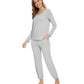 WiWi Scoop Neck Pajama Sets Sport Pajamas for Women